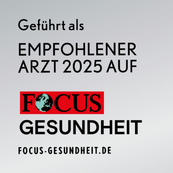 Grafik: Focus Siegel, Empfohlener Arzt 2025 auf Focus Gesundheit